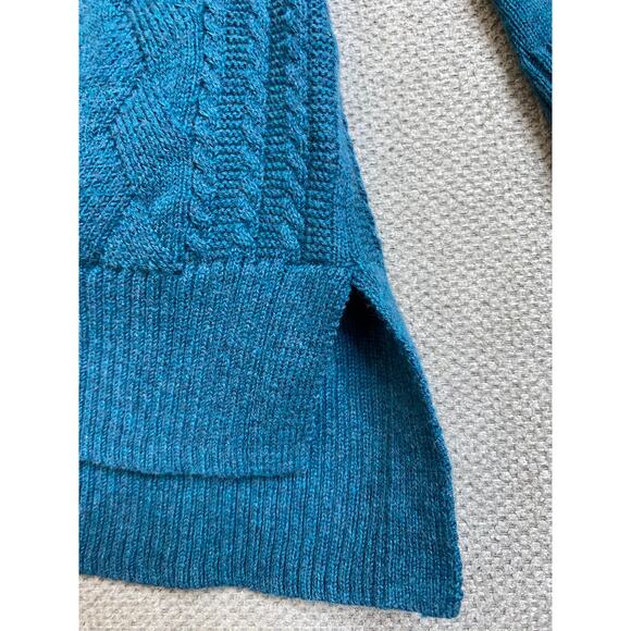 Talbots Women's Cable Knit V-Neck Sweater, Large, Teal Blue - Picture 5 of 9